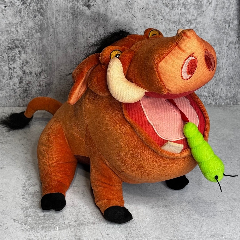 Disney Lion King Pumbaa Plush Toy Just Play Talking Warthog Green Grub 10 Inch - Picture 2 of 12